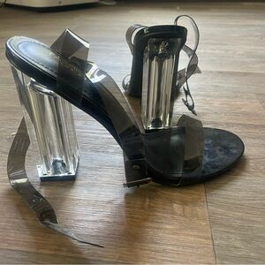 Black and clear block heels